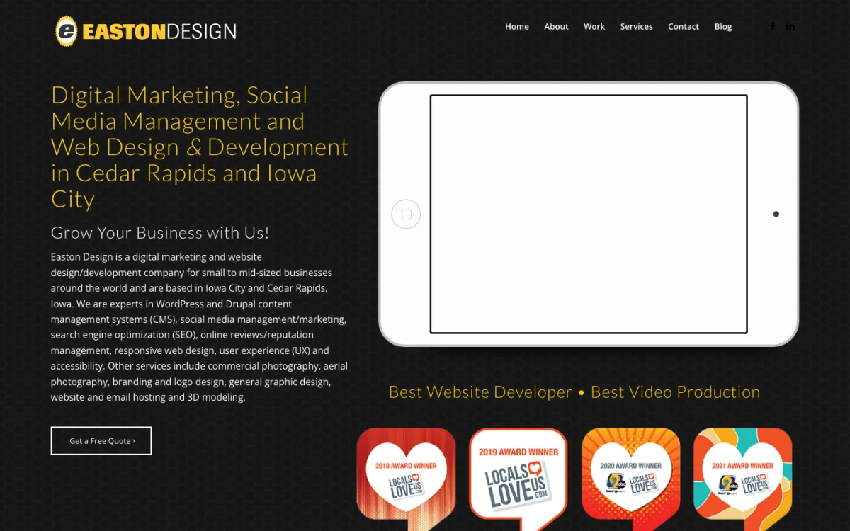 Easton Design homepage, captured September 28, 2026