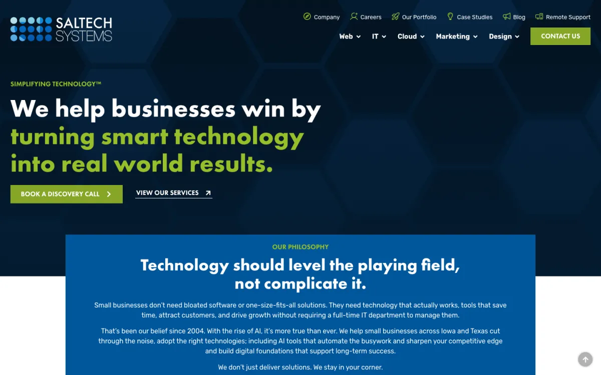 Saltech Systems homepage, captured September 28, 2026