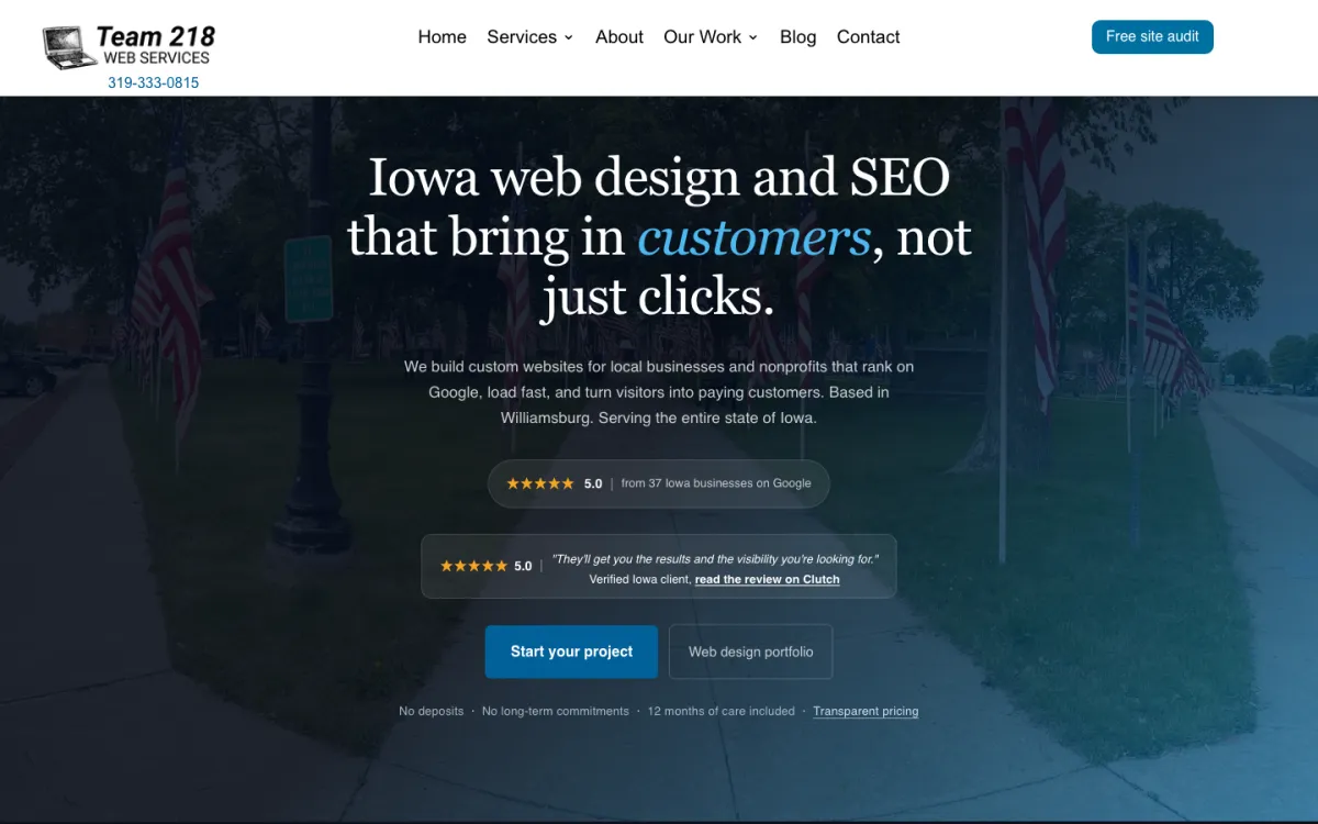 Team 218 Web Services homepage, captured September 28, 2026